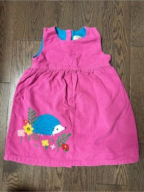 Toddler Pink Corduroy Dress with Hedgehog Appliqué